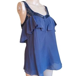 Rebecca Taylor Ruffled Silk & Lace Blouse Size 0